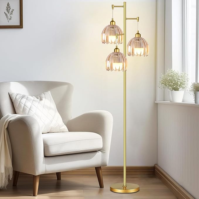 Floor Lamp for Living Room Bedroom Rattan Boho Standing Lamp with Remote Dimmable Black Wicker Arc Bamboo Lamp Shade Floor Light Adjustable Tall Lamp Farmhouse Industrial Floor Lamps Bohemian