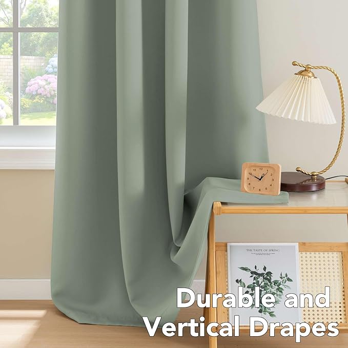 H.VERSAILTEX Blackout Curtains for Bedroom Thermal Insulated Room Darkening Living Room Curtains 84 Inch Long Grommet Privacy Protection Window Curtain Panels/Drapes for Nursery, 2 Panels, Cyan