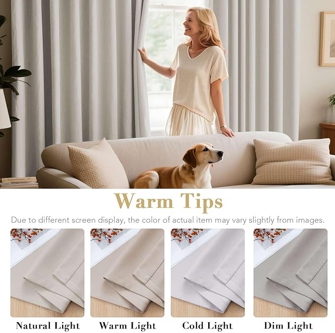 H.VERSAILTEX Room Darkening Curtains 84 Inches Long for Living Room Light Reducing Blackout Curtains for Bedroom Thermal Insulated Window Treatment Panels Grommet Top 2 Panels, 42 x 84 Inches - Ivory