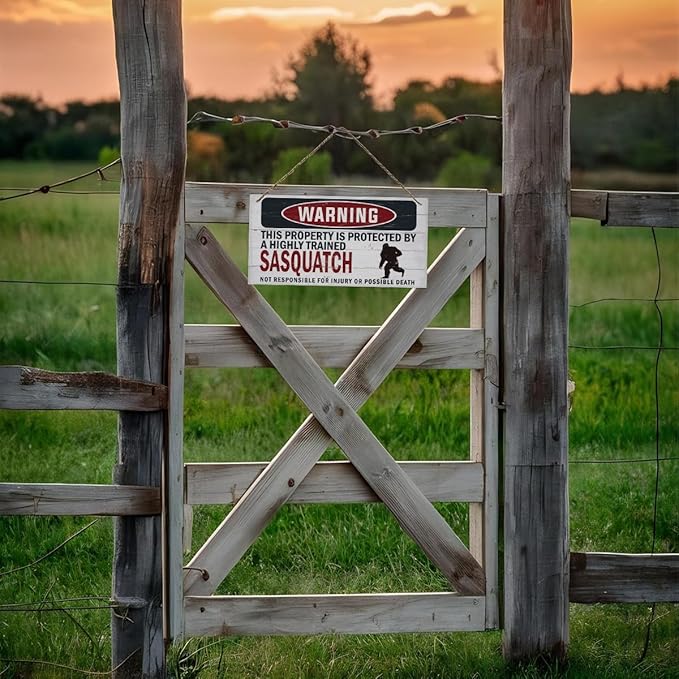 Warning Sign, Sasquatch Warning Wood Plaque Sign, Funny Door Signs, Decorative Wood Hanging Suspension Plaque, Farmhouse Wooden Wall Decor, Outdoor Hanging Wooden Signs