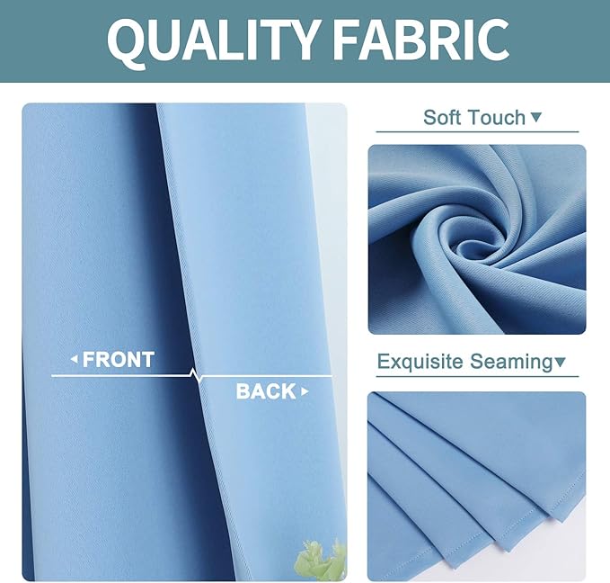 ChrisDowa Grommet Room Darkening Curtains for Bedroom and Living Room - 2 Panels Set Thermal Insulated Blackout Curtains (Sky Blue, 52W x 95L)