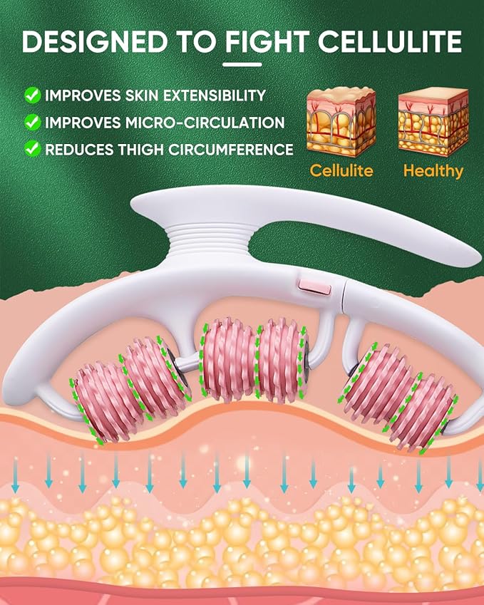 ONUEMP Cellulite Massager Roller, Cellulite Remover Muscle Roller, Fascia Massage Tool for Thigh, Leg, Waist - Anti-Celulitis, Lymphatic Drainage, Body Sculpting, Deep Tissue Pain Relief