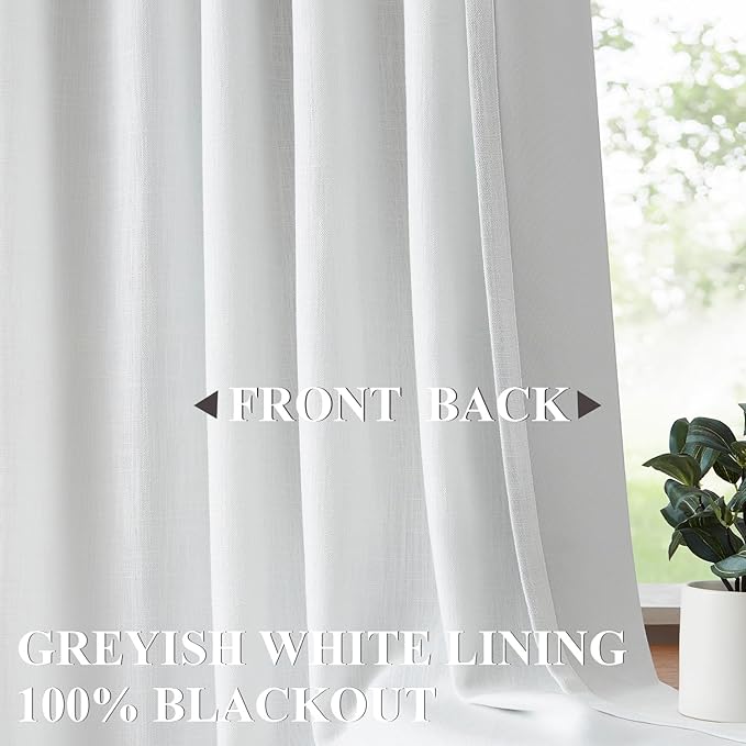 Vision Home White Pinch Pleated Full Blackout Curtains 60 inch Wide Thermal Insulated Window Panels 102 inch for Bedroom Living Room Darkening Pinch Pleat Drapes with Hooks Back Tab 60" Wx102 Lx1