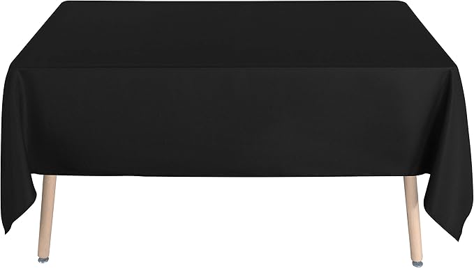 sancua Rectangle Tablecloth - 60 x 84 Inch - Stain and Wrinkle Resistant Washable Polyester Table Cloth, Decorative Fabric Table Cover for Dining Tables, Buffet Parties and Camping, Black