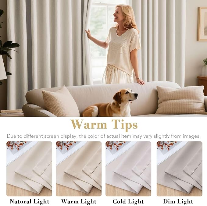 H.VERSAILTEX Room Darkening Curtains for Living Room Light Reducing Thermal Insulated Window Treatment Panels/Drapes Grommet Top 2 Panels (Ivory - 52 x 84 Inches)
