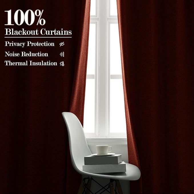 100" W x 84" L Faux Linen Room Divider Curtains, Full Blackout Pinch Pleated Drapes for Traverse Rod, Bedroom Divider Privacy Drapery with Hooks for Ceiling Track, 1 Panel, Orange