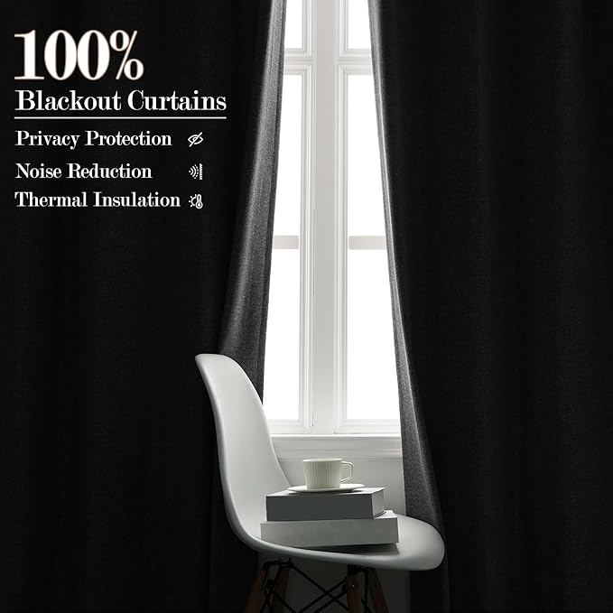 100" W x 84" L Faux Linen Room Divider Curtains, Full Blackout Pinch Pleated Drapes for Traverse Rod, Bedroom Divider Privacy Drapery with Hooks for Ceiling Track, 1 Panel, Silver Grey