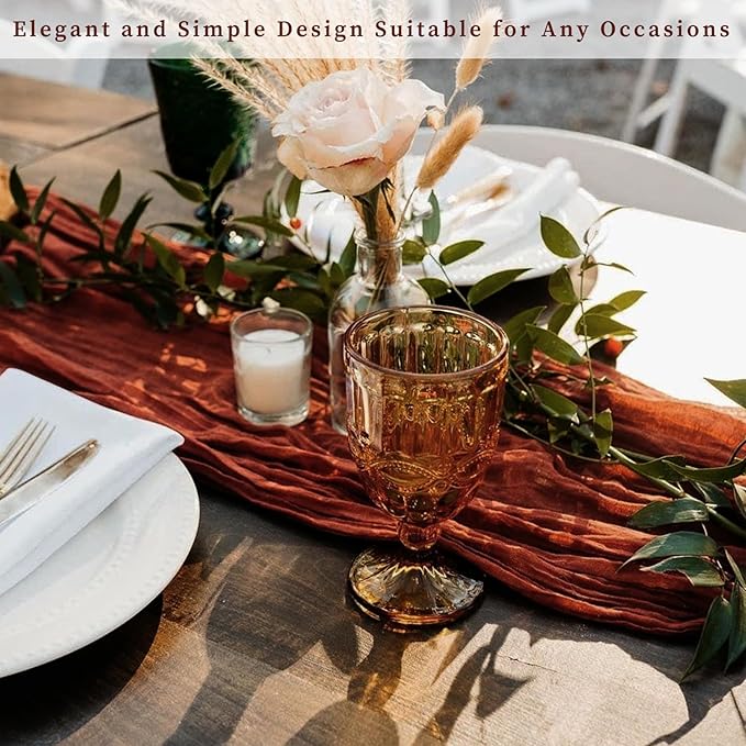 6 Pack Terracotta Cheesecloth Table Runner 10FT Boho Rustic Cheese Cloth Table Runner for Wedding 20 x 120 Inch Long Bridal Shower Baby Shower Gauze Fabric Sheer Birthday Party Table Decorations