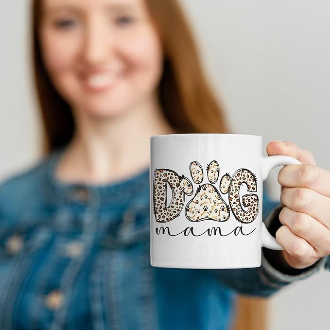 JINYO Dog Mama Mug, Dog Mom Coffee Cup, Dogs Lover Owner Gifts for Women, Pet Lover Gifts Ceramic Coffee Tea Mug 11 oz