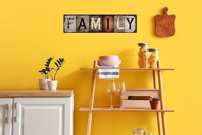 Vintage Tin Sign Retro Metal Family Signs for Home Decor Stylish Wall Art Plaques Gift for Home Bathroom Kitchen and Gothic Wall Decor in Every Room 16x4 in