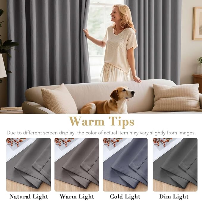 H.VERSAILTEX Blackout Curtains for Bedroom Thermal Insulated Room Darkening Living Room Curtains 72 Inch Long Grommet Privacy Protection Window Curtain Panels/Drapes for Nursery,2 Panels,Grey
