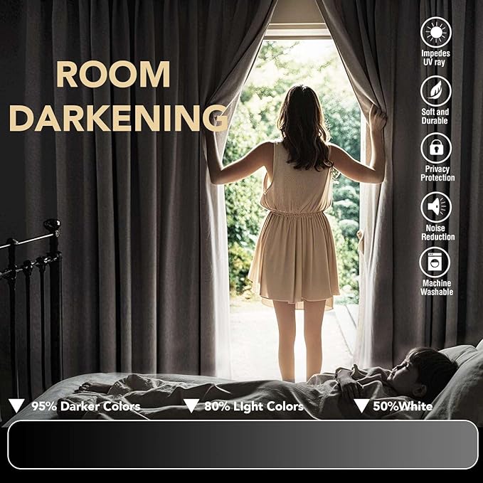 H.VERSAILTEX Premium Blackout Thermal Insulated Room Darkening Curtains for Bedroom/Living Room - Classic Grommet Top (2 Panels, Stone, 52 Inch by 108 Inch)