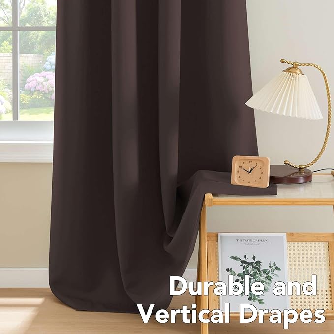 H.VERSAILTEX Three Pass Microfiber Blackout Thermal Insulated Grommet Panels Window Curtains/Drapes (Set of 2, Chocolate Brown, 52 x 96 Inch)