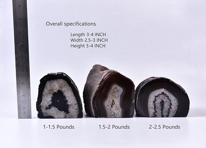 AMOYSTONE Agate Candle Holder Multi-Functional Décor 1-1.5lb Pillar Candles & Makeup Brush Storage | Irregular Half-Cut Design | Meditation Desk Accent | Spiritual Starter Gift