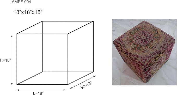 Mark&Day Pouf Ottoman, Kaltenleutgeben Traditional Bright Pink Cube Pouf Foot Rest for Living Room, Bedroom and Boho Home Decor (18"x18"x18")