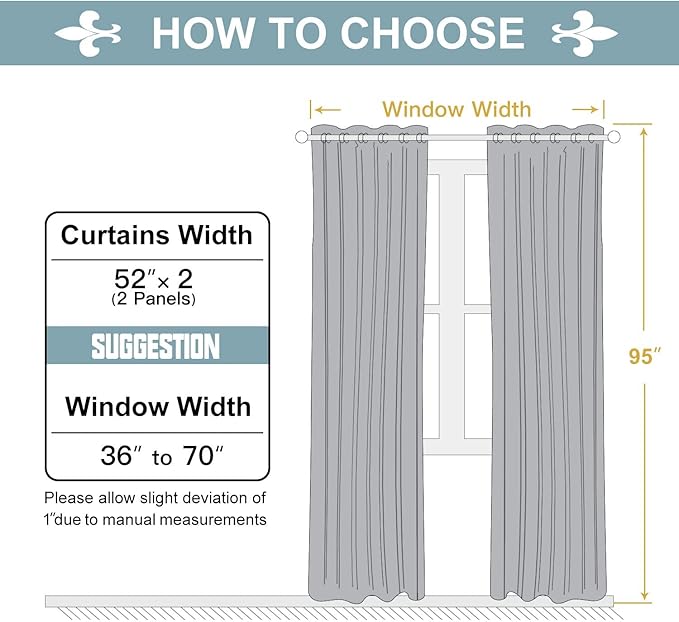 ChrisDowa Grommet Room Darkening Curtains for Bedroom and Living Room - 2 Panels Set Thermal Insulated Blackout Curtains (Sky Blue, 52W x 95L)
