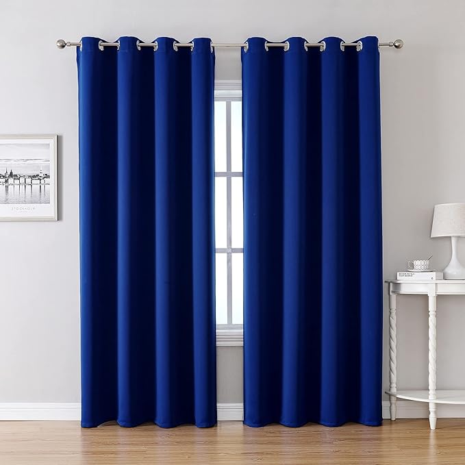 ChrisDowa Grommet Blackout Curtains for Bedroom and Living Room - 2 Panels Set Thermal Insulated Room Darkening Curtains (Royal Blue, 52W x 95L)