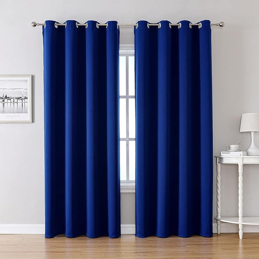 ChrisDowa Blackout Curtains 120 Inches Long 2 Panels Set for Living Room, Grommet Thermal Insulated Room Darkening Curtains for Bedroom (Royal Blue, 52 x 120 Inch)