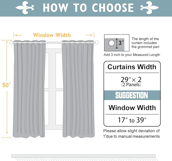 ChrisDowa Small Window Curtains 50 inches Long for Bedroom - Grommet Short Thermal Insulated Room Darkening Curtains for Kitchen (2 Panels, Beige, 29 x 50 Inch)