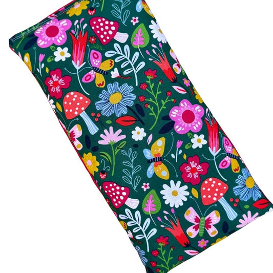 Large Microwave Heating Pad with Flax Seed, Scented or Unscented, Good For Back Pain or Cramps, Moist Heat Therapy or Ice Pack, Microwavable Bean Bag, 6" x 12" (Mushroom, No Added Herbs)