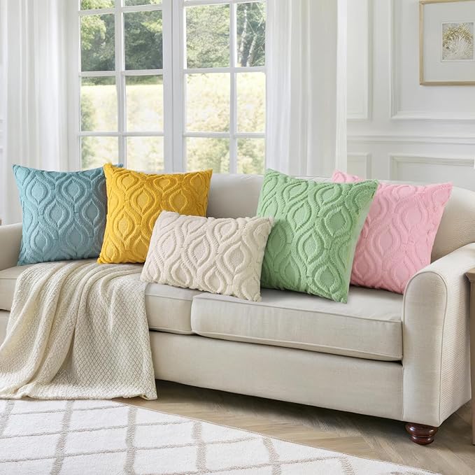 decorUhome Throw Pillow Covers 16x16 Inch Set of 2, Soft Plush Decorative Faux Fur Light Brown Solid Couch Pillow Covers, Accent Farmhouse Neutral Square Euro Pillow Cases for Sofa Bed Living Room