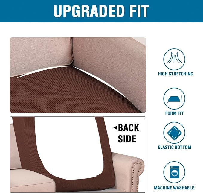 H.VERSAILTEX Super Stretch Individual Chaise Cover Sectional Couch Covers for L Shaped Sofa Both Left/Right Featuring Thick Jacquard Textured Twill Fabric (1 Piece Chaise Cover, Burnt Brick)