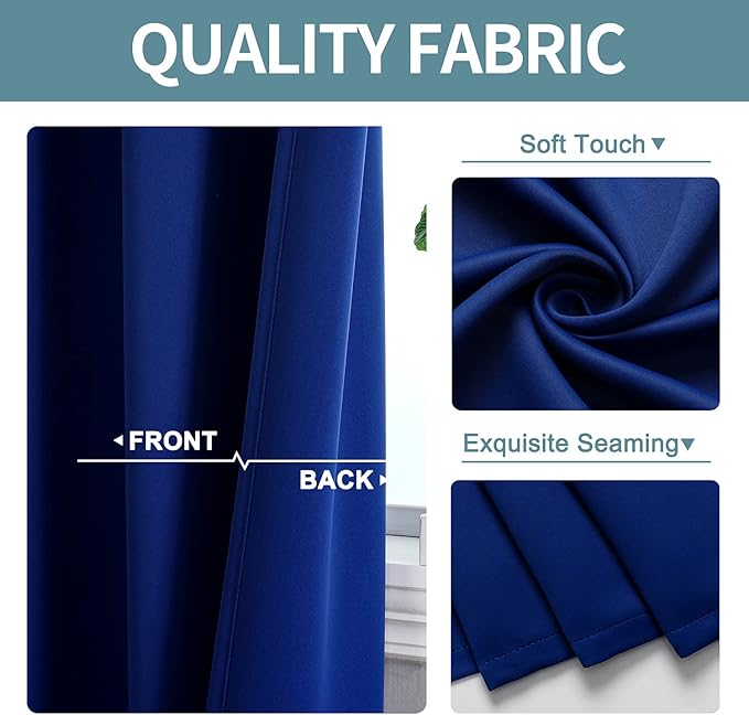 ChrisDowa Grommet Blackout Curtains for Bedroom and Living Room - 2 Panels Set Thermal Insulated Room Darkening Curtains (Royal Blue, 42W x 84L)