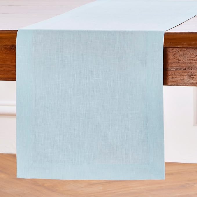 Solino Home Linen Ice Water Table Runner 132 Inches Long - 100% Pure Linen Extra Long Table Runner 14 x 132 Inch - Fete