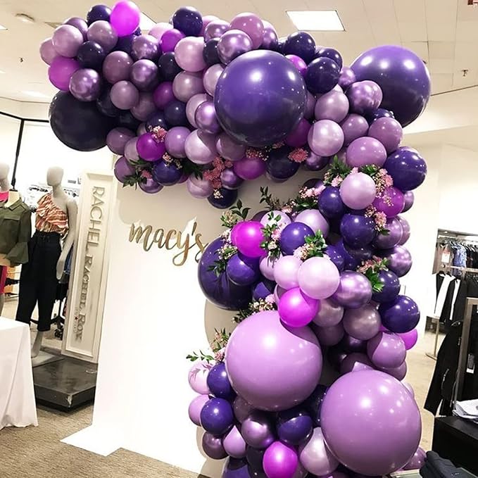 130pcs Purple Balloons Different Sizes 18" 12" 10" 5" Party Latex Balloons for Birthday Baby Shower Halloween Wedding Valentine's Day Party Bachelorette Decorations