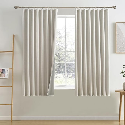 RAIN CITY Natural Birch Blackout Curtains 78 Inch Long 2 Panel Set, Boho Farmhouse Linen Drapes for Bedroom Textured Hook Included 50" x 78"