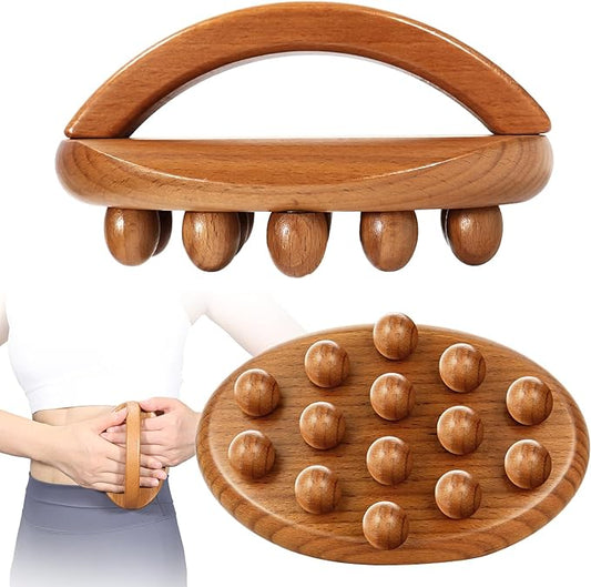 Wood Therapy Fascia Release Massage Tools, Manual Trigger Point Lymphatic Drainage Cellulite Massager, Wooden Massage Brush Gua Sha Body Sculpting Tool, Pain Relief and Body Shaping