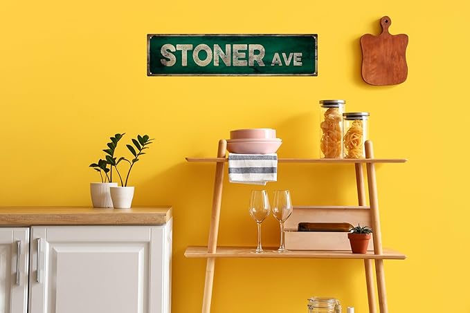 Vintage Tin Sign Retro Metal Stiner Ave Signs Stylish Wall Art Plaques for Home Decor Bathroom Kitchen House and Gothic Wall Decor or as a Unique Poster 16x4 in