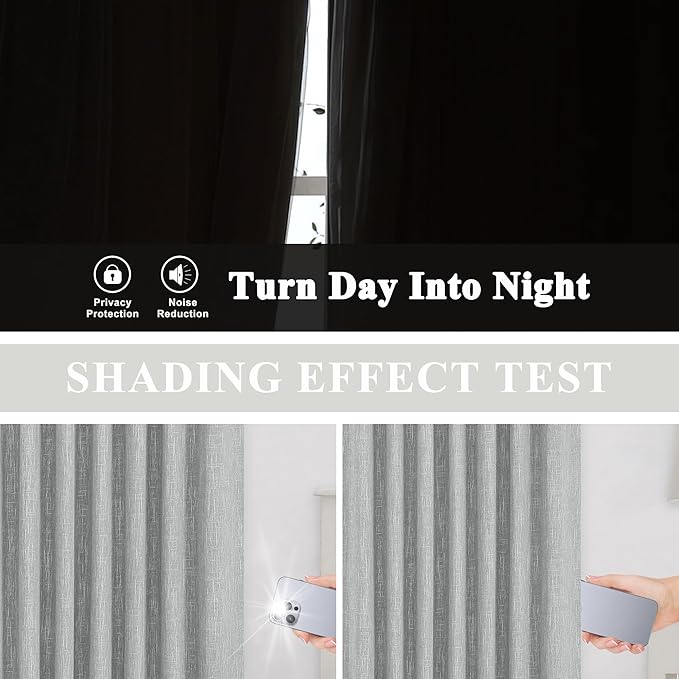 Vision Home Silver Grey Pinch Pleated Full Blackout Curtains Room Darkening Window Curtains 95 inch for Living Room Bedroom Thermal Insulated Pinch Pleat Drapes with Hooks Back Tab 2 Panel 40" Wx95 L
