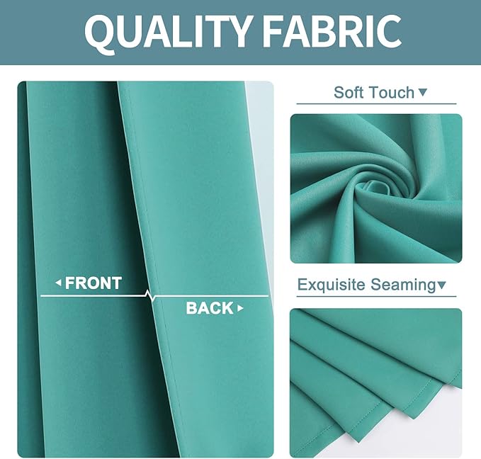 ChrisDowa Room Darkening Curtains 108 Inches Long 2 Panels Set for Living Room, Grommet Thermal Insulated Blackout Curtains for Bedroom (Teal, 52 x 108 Inch)