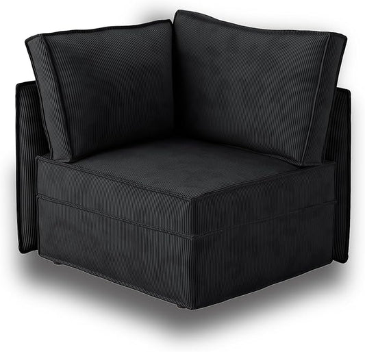 HOOOWOOO Modular Sectional Sofa Couch,Matching Free Combination Cloud Couch Corner Chair(Black Corduroy)