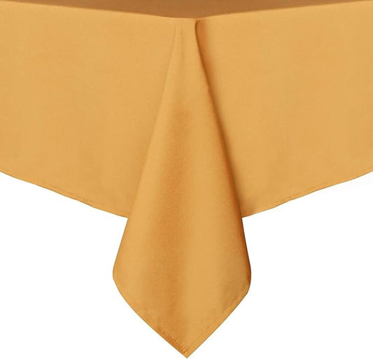 sancua Rectangle Tablecloth - 54 x 54 Inch - Stain and Wrinkle Resistant Washable Polyester Table Cloth, Decorative Fabric Table Cover for Dining Tables, Buffet Parties and Camping, Gold