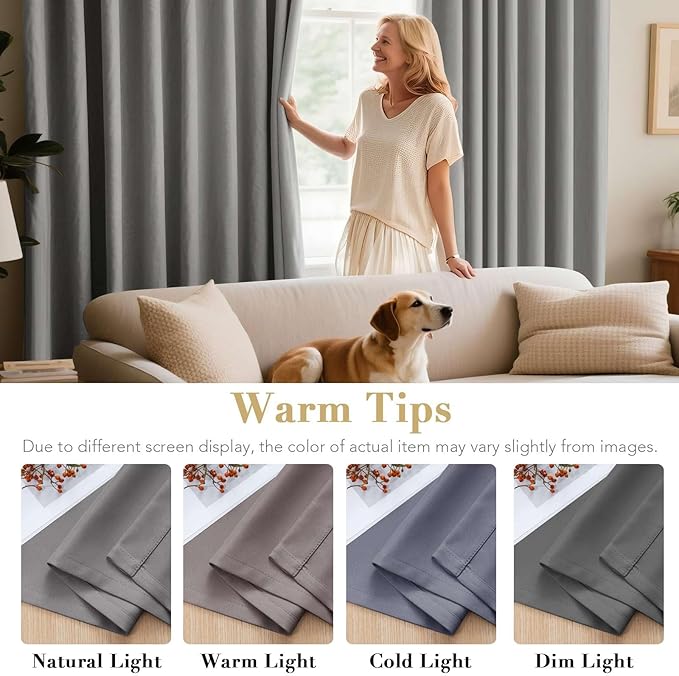 H.VERSAILTEX Three Pass Microfiber Blackout Thermal Insulated Grommet Panels Window Curtains/Drapes (Set of 2,52 x 96 Inch,Dove Gray)