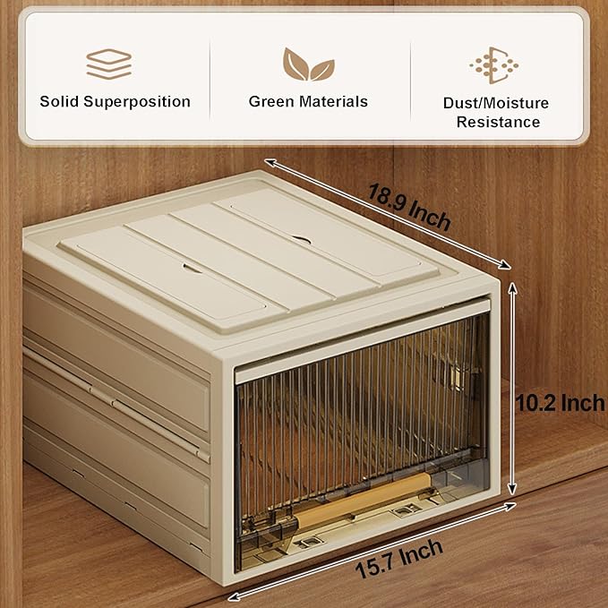 Plastic Storage Bins with Lids, Clothes Folding Storage Box and Closet Organizers and Containers for Home, Closet Stackable Storage for Home, Office, Dorm