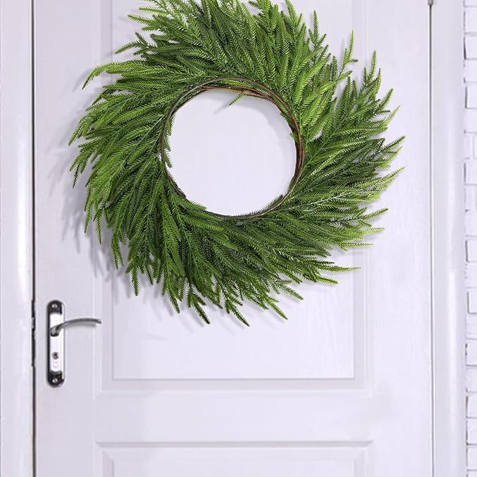 Watayo 4 Pcs Christmas Norfolk Pine Garland, 6 Ft Dense Real Touch Pine Garland Ornament, Realistic Artificial Pines Greenery Garlands for Mantle, Table, Fireplace, Indoor, Outdoor Xmas Decoration