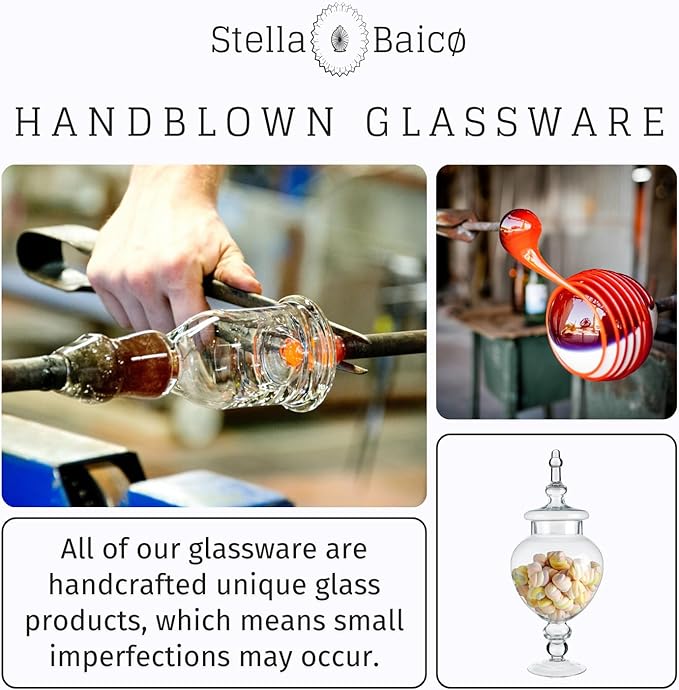 Large Glass Apothecary Jars with Lid, Clear Glass Candy Jar for Candy Buffet, Decorative Glass Jar for Party, Wedding and Home Decor, Elegant Glass Candy Canister (Height: 15", Diameter: 6.3")