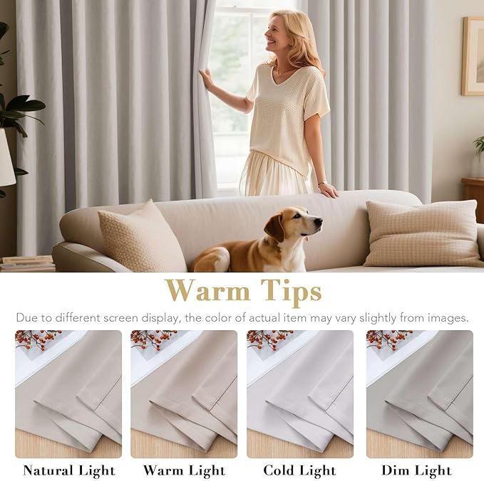 H.VERSAILTEX Premium Blackout Thermal Insulated Room Darkening Curtains for Bedroom/Living Room - Classic Grommet Top (2 Panels, Stone, 52 Inch by 108 Inch)