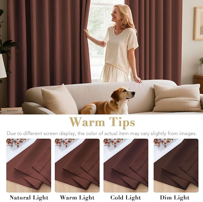 H.VERSAILTEX Ultra Soft Microfiber Thermal Insulated Antique Copper Grommet Blackout Curtains/Window Treatment Draperies 52 by 72 - Inch for Living Room/Bedroom, Set of 2 - Rust