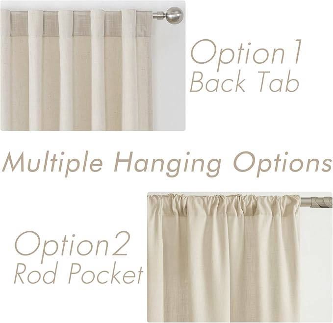 Joydeco Linen Curtains - 108 Inch Length, 2 Panels Set for Living Room, Light Filtering (W52 x L108 Inch, Pistachio Shell)