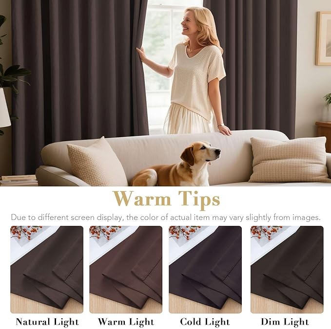 H.VERSAILTEX Three Pass Microfiber Blackout Thermal Insulated Grommet Panels Window Curtains/Drapes (Set of 2, Chocolate Brown, 52 x 96 Inch)