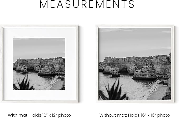 HAUS AND HUES Square Picture Frames - Set of 15, Wooden 16x16 Frames with Mat, White Oak Finish