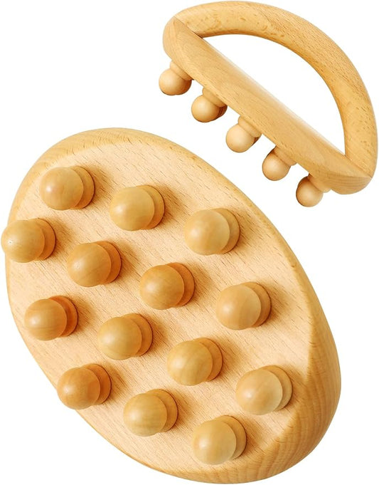 AiRelax Wood Therapy Massage Tools,Wooden Massage Body Brush for Cellulite Remover,Itchy Skin Relief,Body Shaping,Professional Maderoterapia Kit Meridian Pressure Brush,Lymphatic Drainage Massager