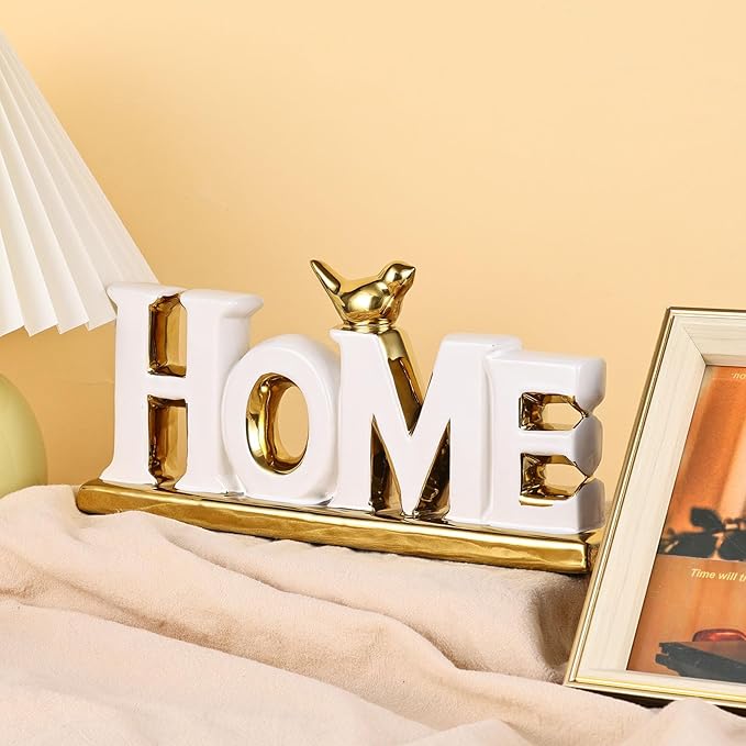 XMGZQ White and Gold Decor for Living Room Bedroom Bookshelf Coffe Table, Home Sign Aesthetic Statues Boho Wedding Accents Decorations, Knick Knacks Home Decor for Shelves,Living Room,Bedroom,Desktop