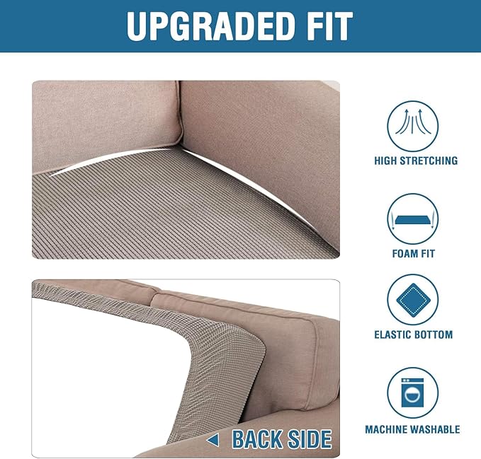 H.VERSAILTEX Super Stretch Stylish Cushions Covers/Furniture Cover Spandex Jacquard Small Checked Pattern Super Soft Slipcover Washable Individual