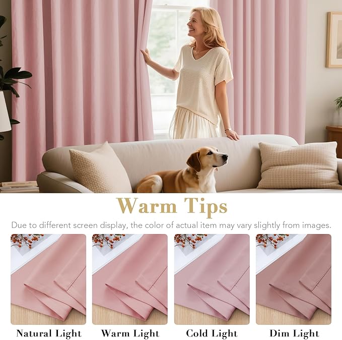 H.VERSAILTEX Blackout Curtains 84 inches Long for Living Room Thermal Insulated Room Darkening Window Treatment Panels Drapes Light Reducing Curtains for Bedroom, 2 Panels, 52" W x 84" L, Baby Pink