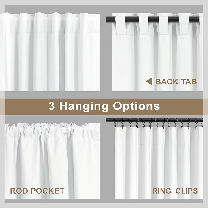 100 Inch Curtains & Drapes Window Coverings Custom Extreme Blackout Linen Curtains White Black Out Thermal Curtains for Sliding Glass Door Heavy Duty Panels 2 Back Tab Pleated 52 Inch Wide by 100 Long